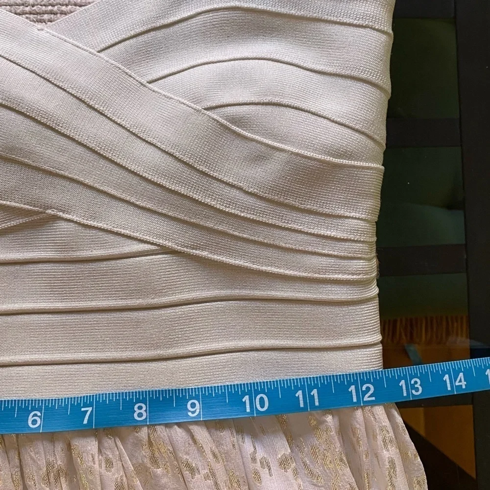 ERIN by Erin Fetherson Cream Gold Strapless Anabel Lurex Dress - Picture 13 of 16